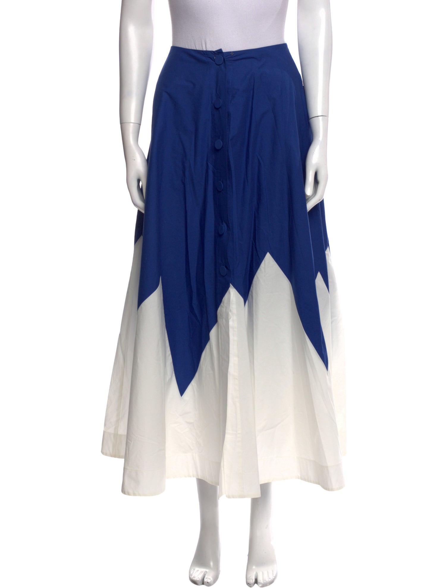 La DoubleJ Colorblock Pattern Midi Length Skirt