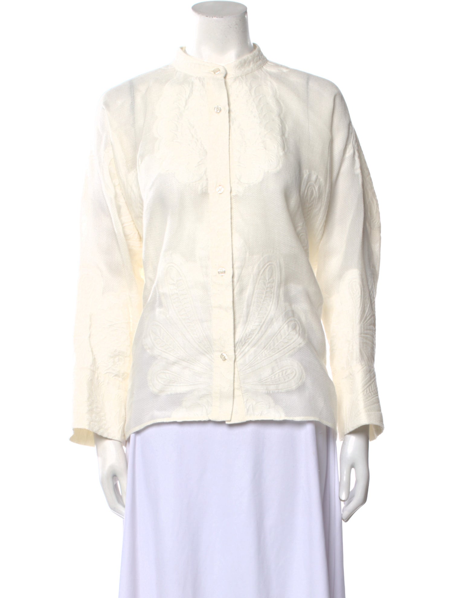 La DoubleJ Mock Neck Long Sleeve Button-Up Top