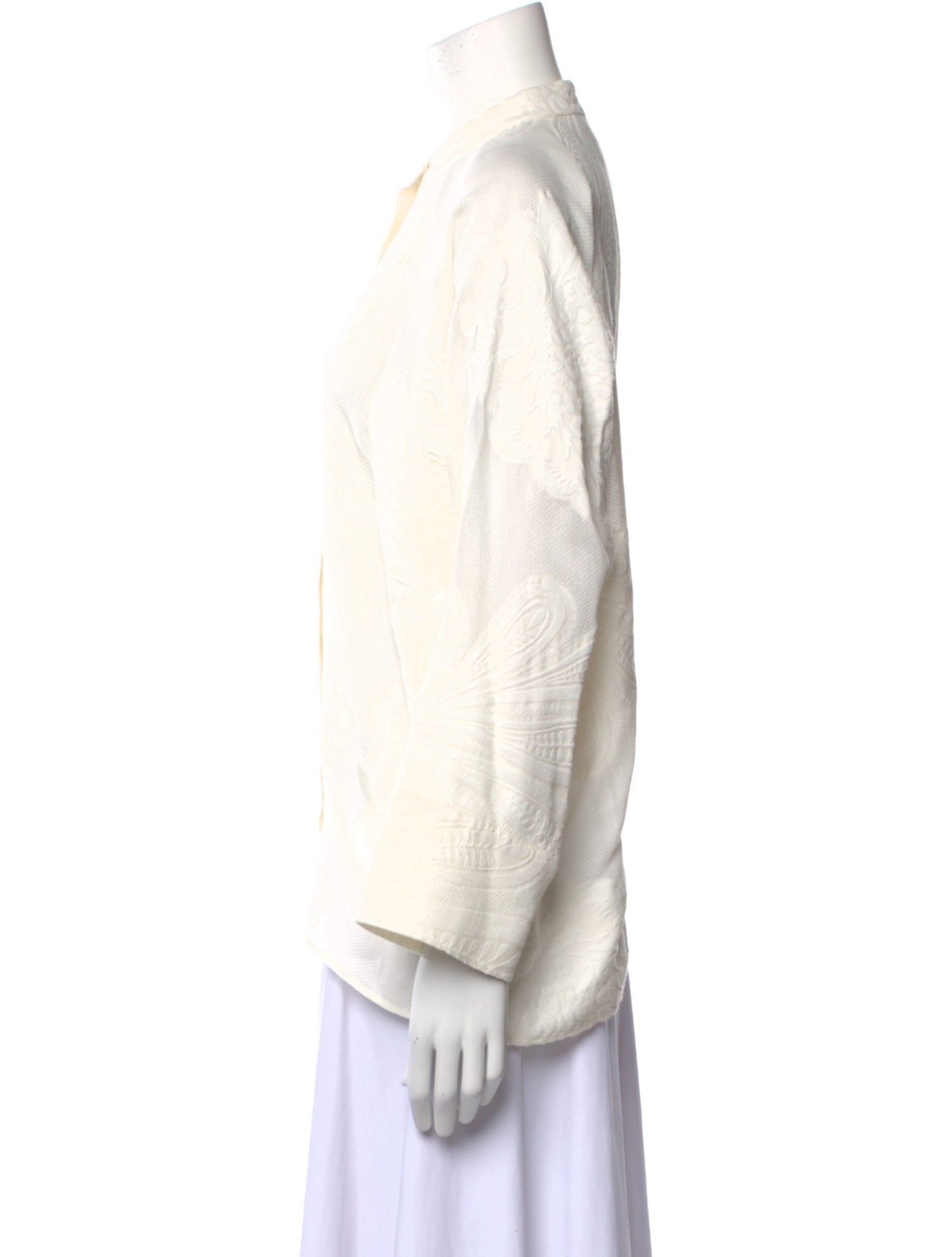 La DoubleJ Mock Neck Long Sleeve Button-Up Top