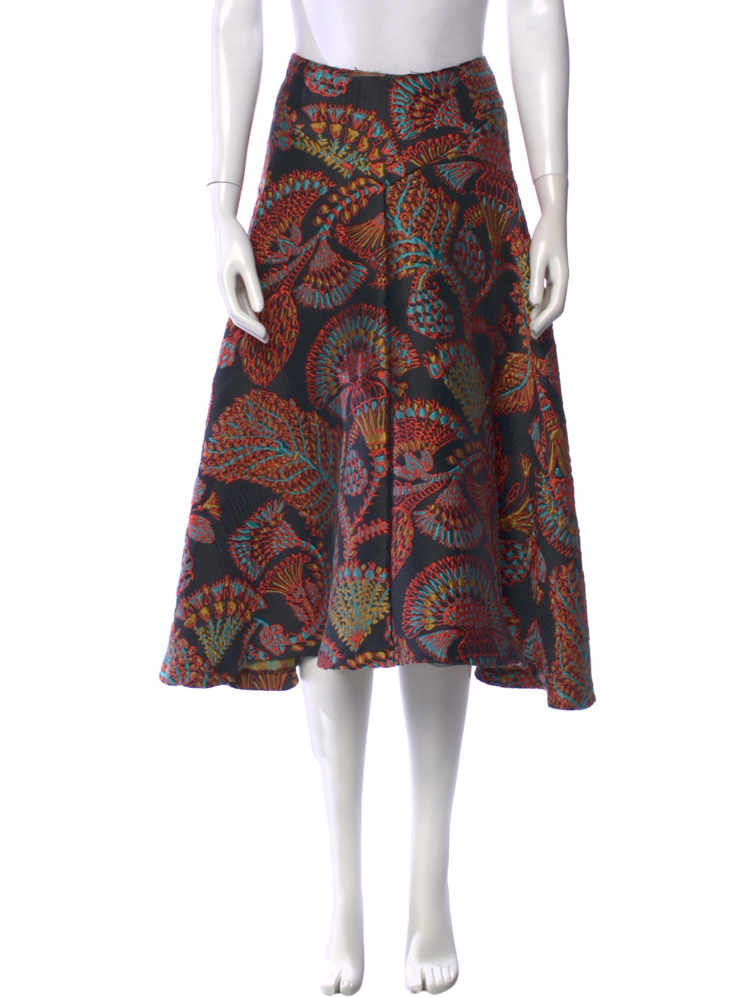La DoubleJ Floral Print Midi Length Skirt