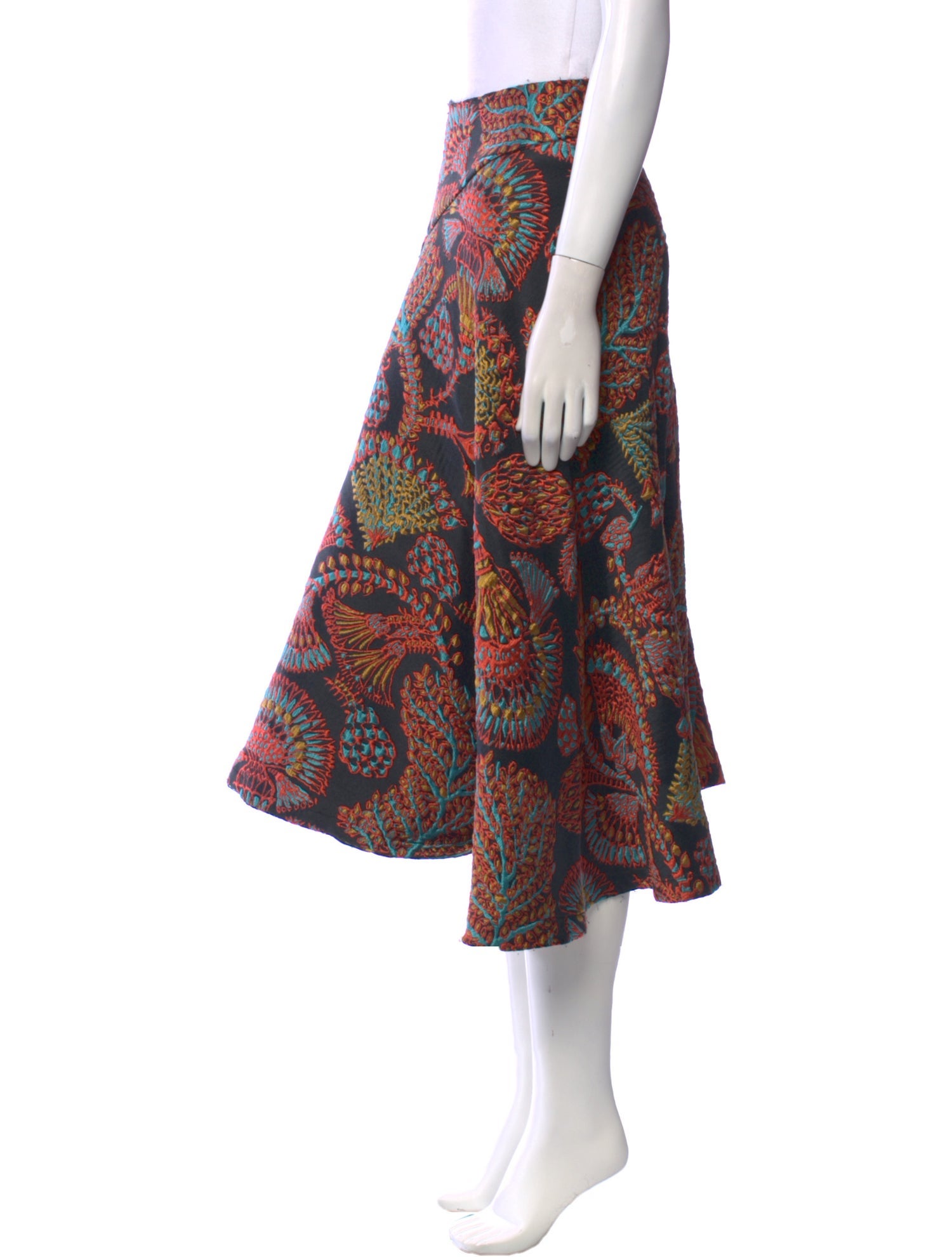 La DoubleJ Floral Print Midi Length Skirt