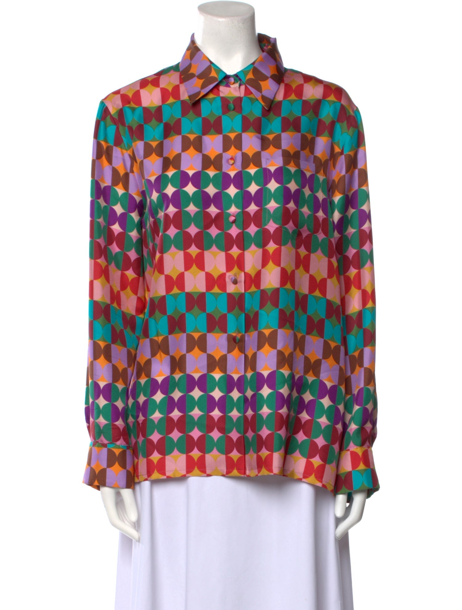 La DoubleJ Silk Printed Button-Up Top