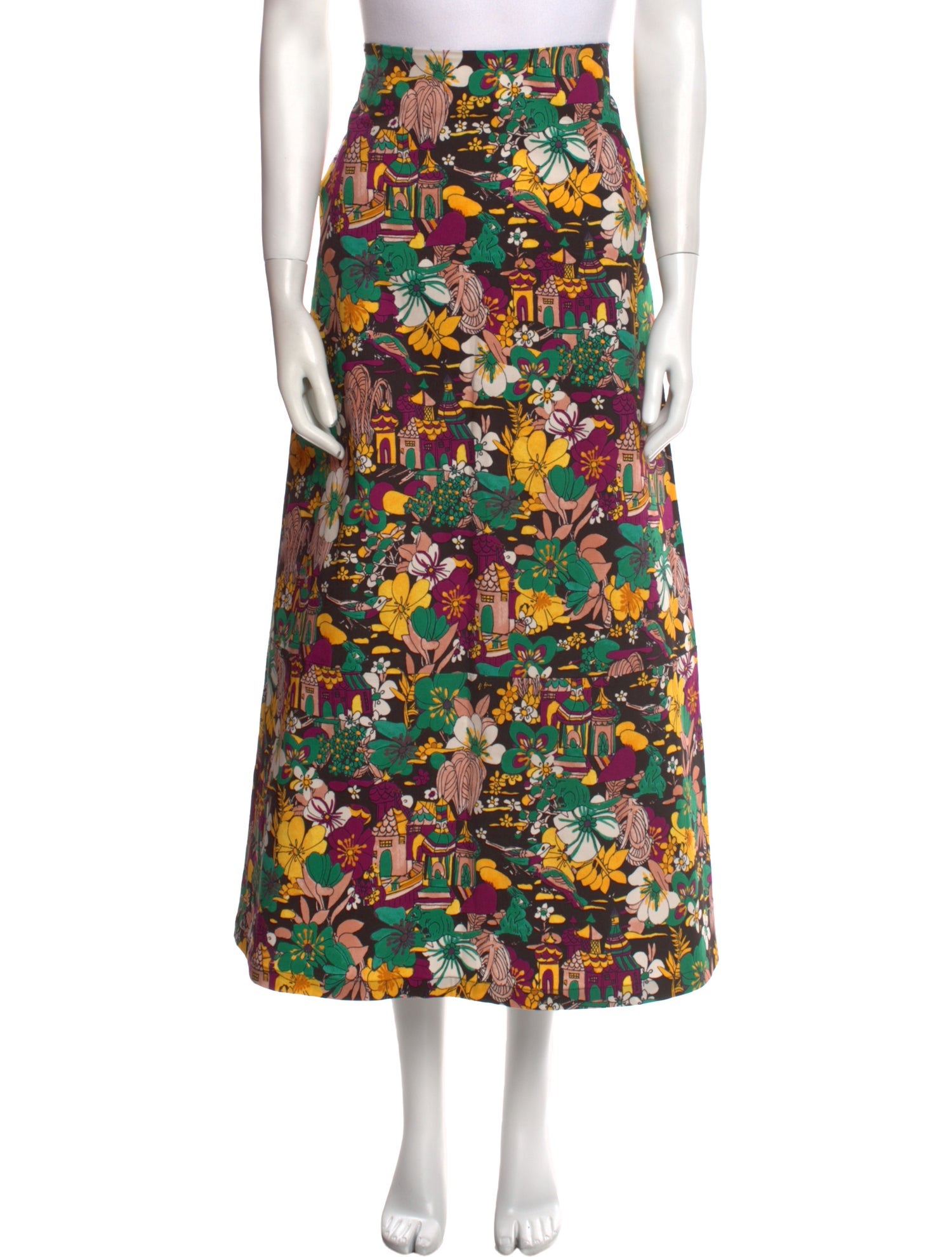 La DoubleJ Floral Print Midi Length Skirt