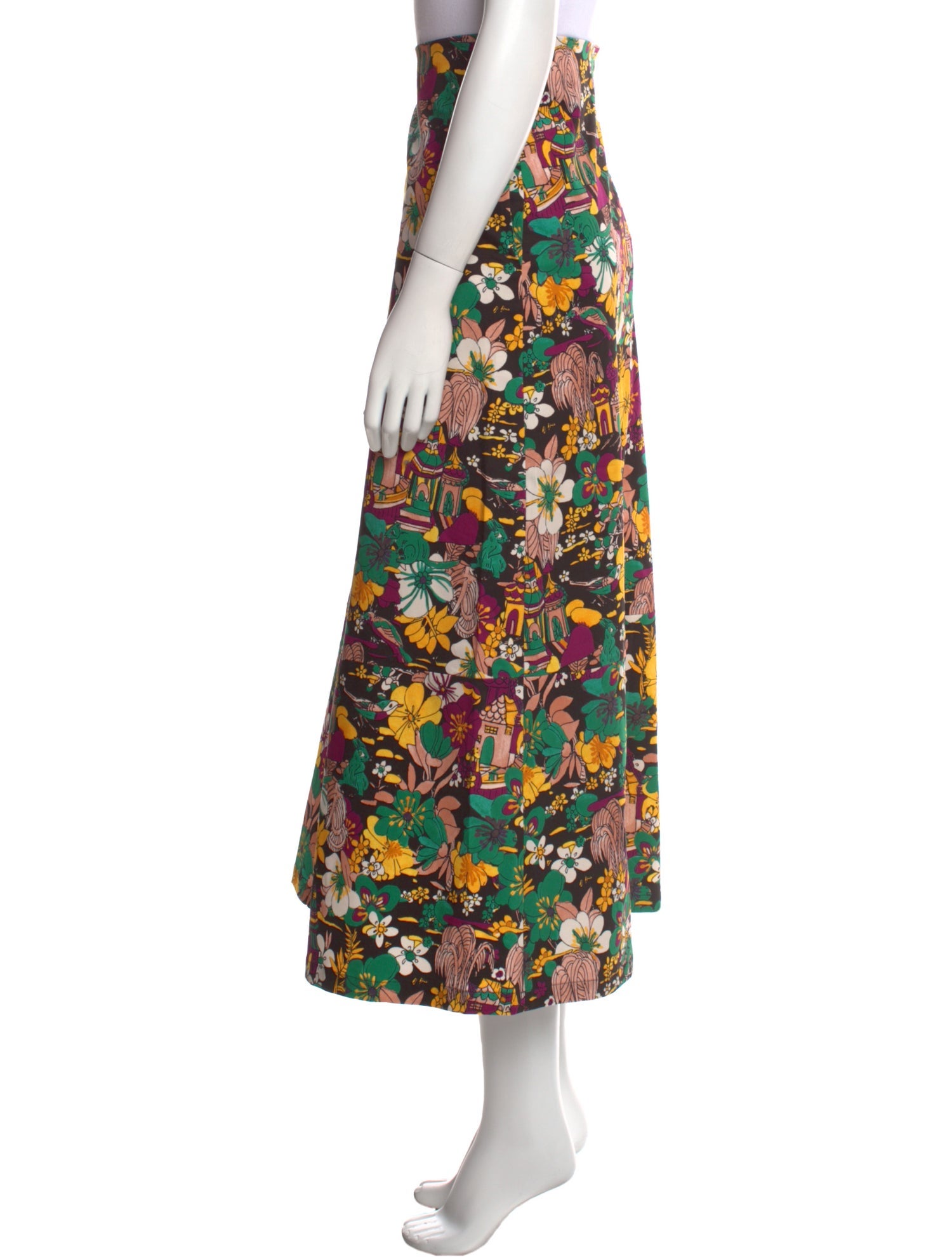 La DoubleJ Floral Print Midi Length Skirt