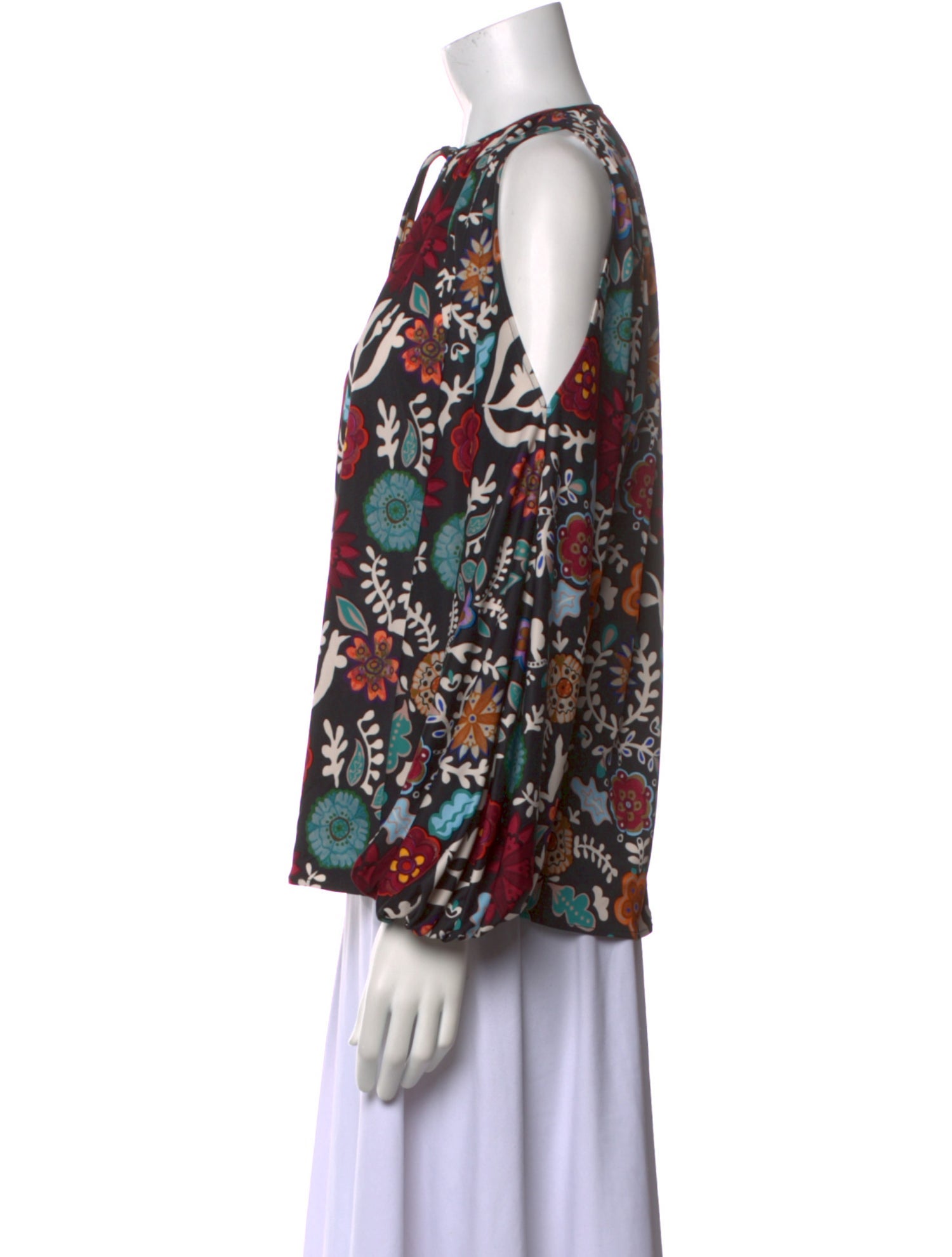 La DoubleJ Floral Print Tie Neck Blouse