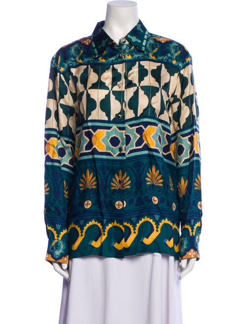 La DoubleJ Silk Printed Button-Up Top