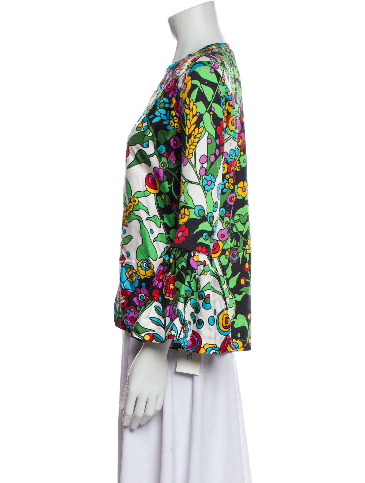La DoubleJ Floral Print Bateau Neckline Blouse