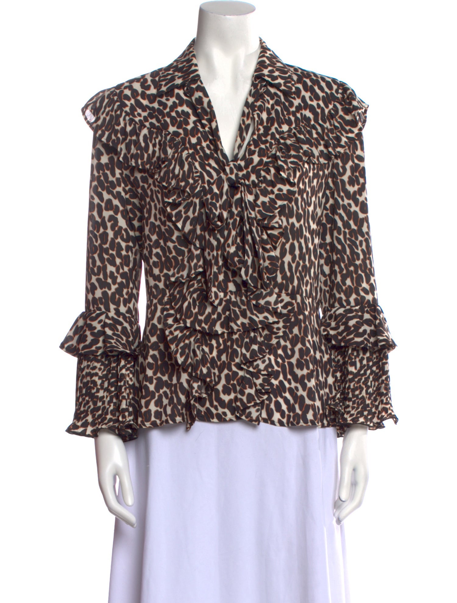 La DoubleJ Animal Print V-Neck Blouse