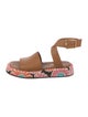 La DoubleJ Leather Floral Print Slides