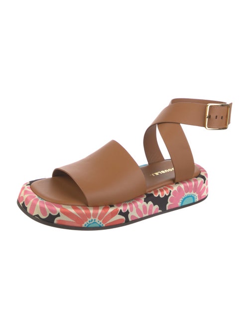 La DoubleJ Leather Floral Print Slides