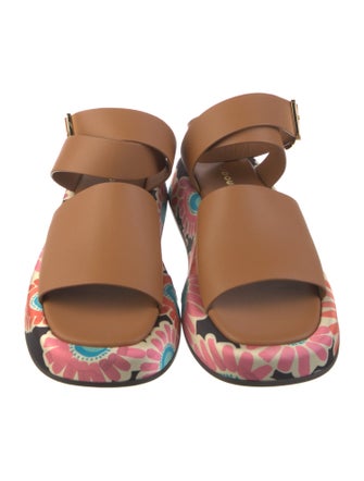La DoubleJ Leather Floral Print Slides