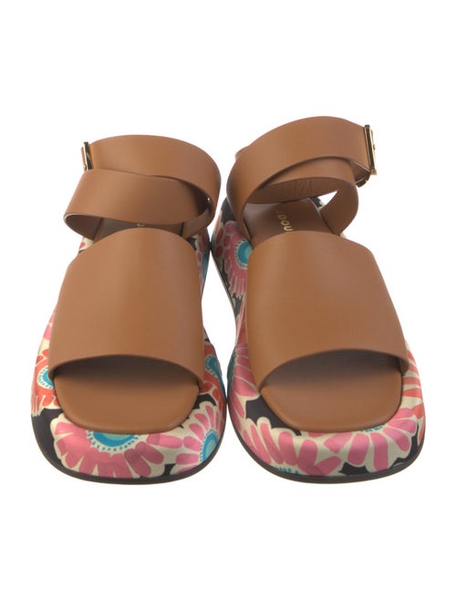 La DoubleJ Leather Floral Print Slides