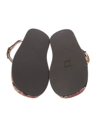 La DoubleJ Leather Floral Print Slides