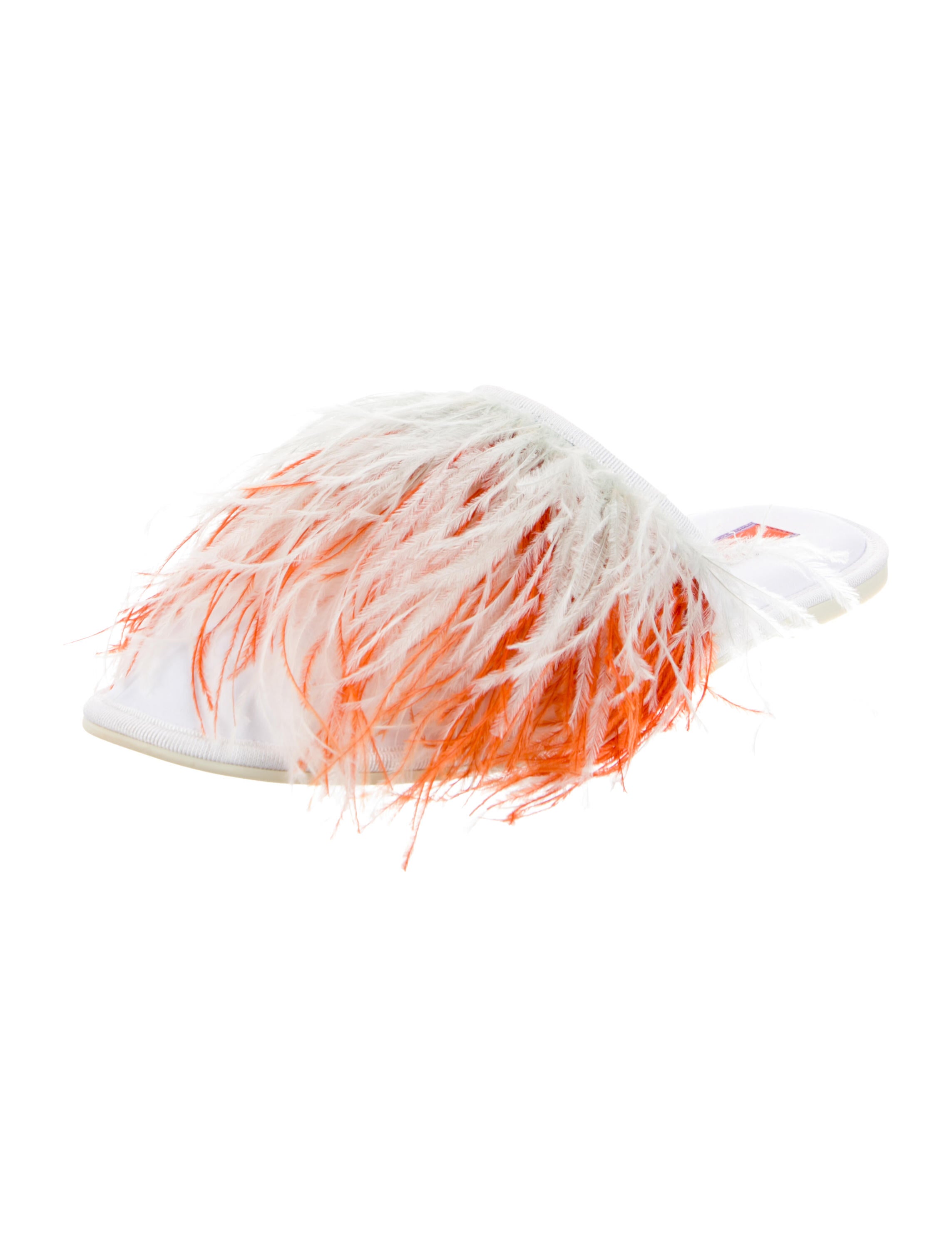 La DoubleJ Satin Feather Trim Mules