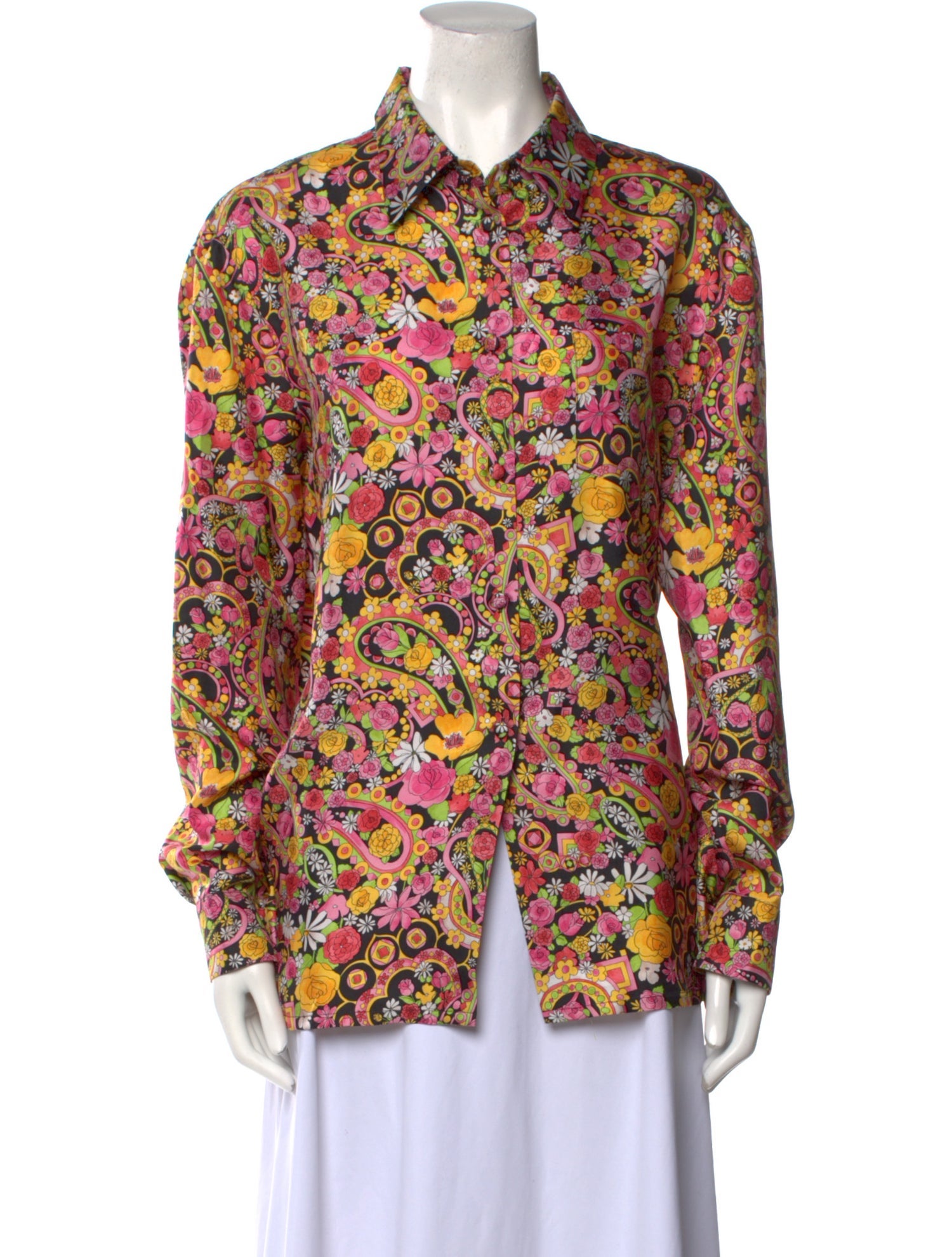 La DoubleJ Silk Printed Button-Up Top
