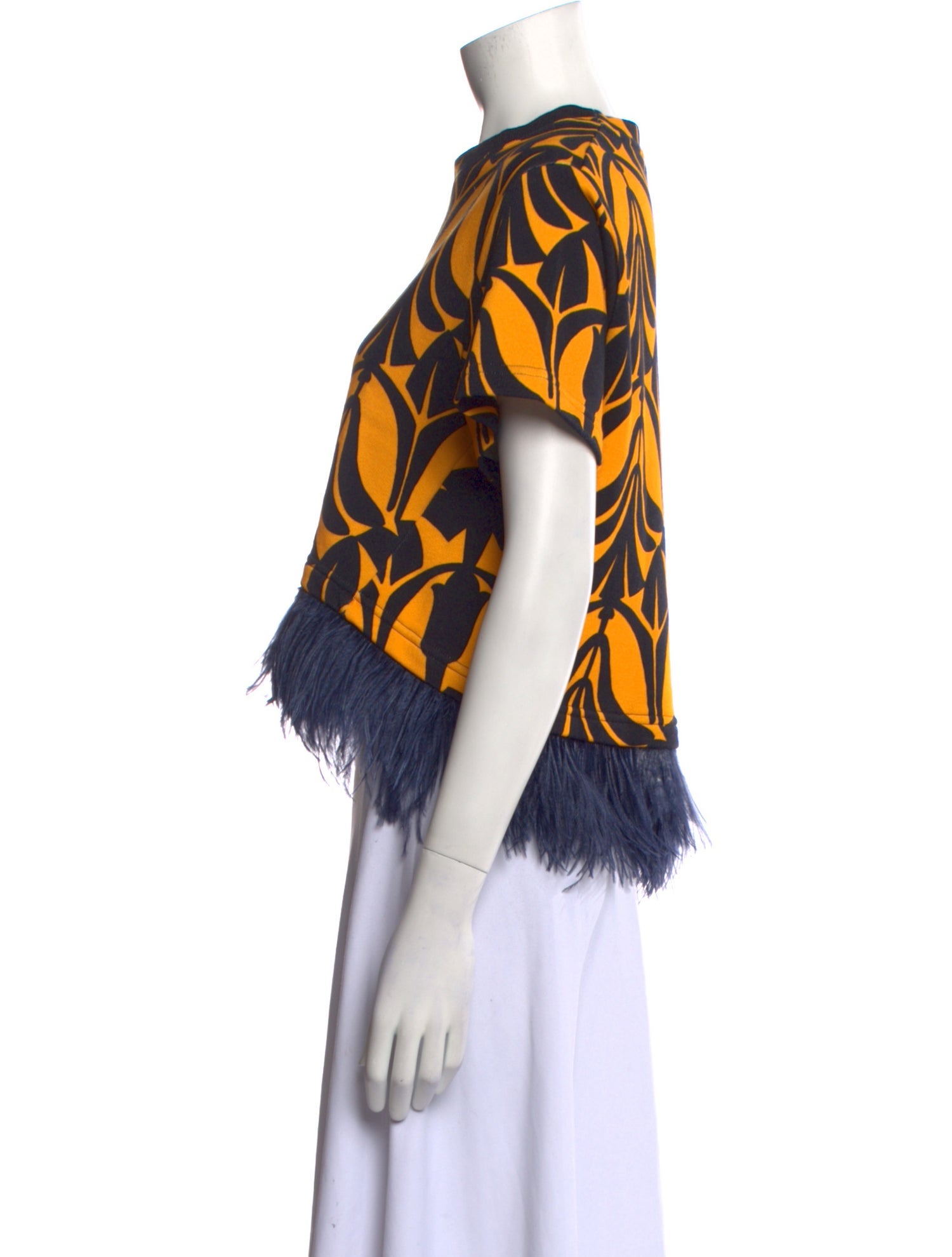 La DoubleJ Printed Crew Neck Crop Top