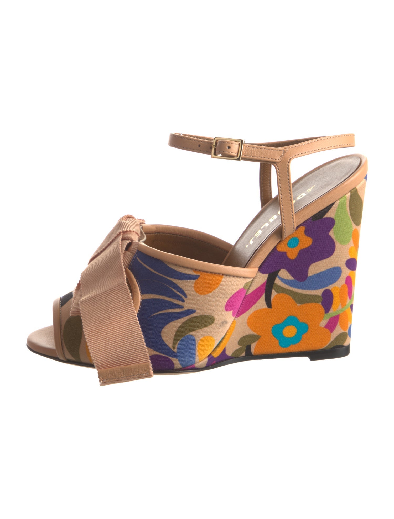 La DoubleJ Floral Print Leather Trim Embellishment Mules w/ Tags