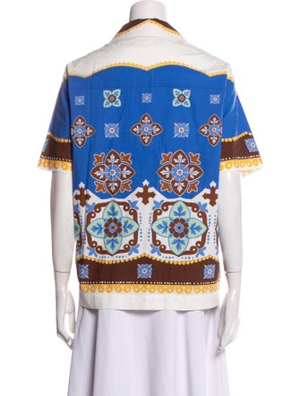 La DoubleJ Printed Short Sleeve Button-Up Top