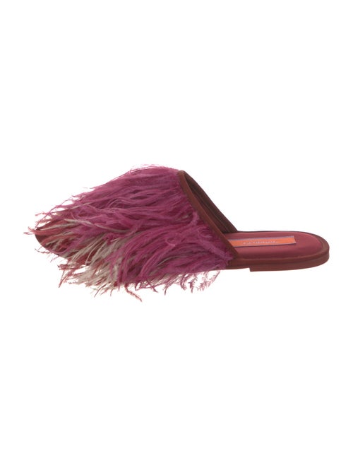 La DoubleJ Silk Feather Trim Mules