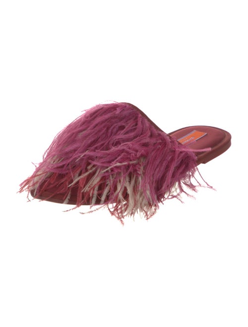 La DoubleJ Silk Feather Trim Mules