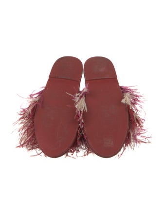 La DoubleJ Silk Feather Trim Mules