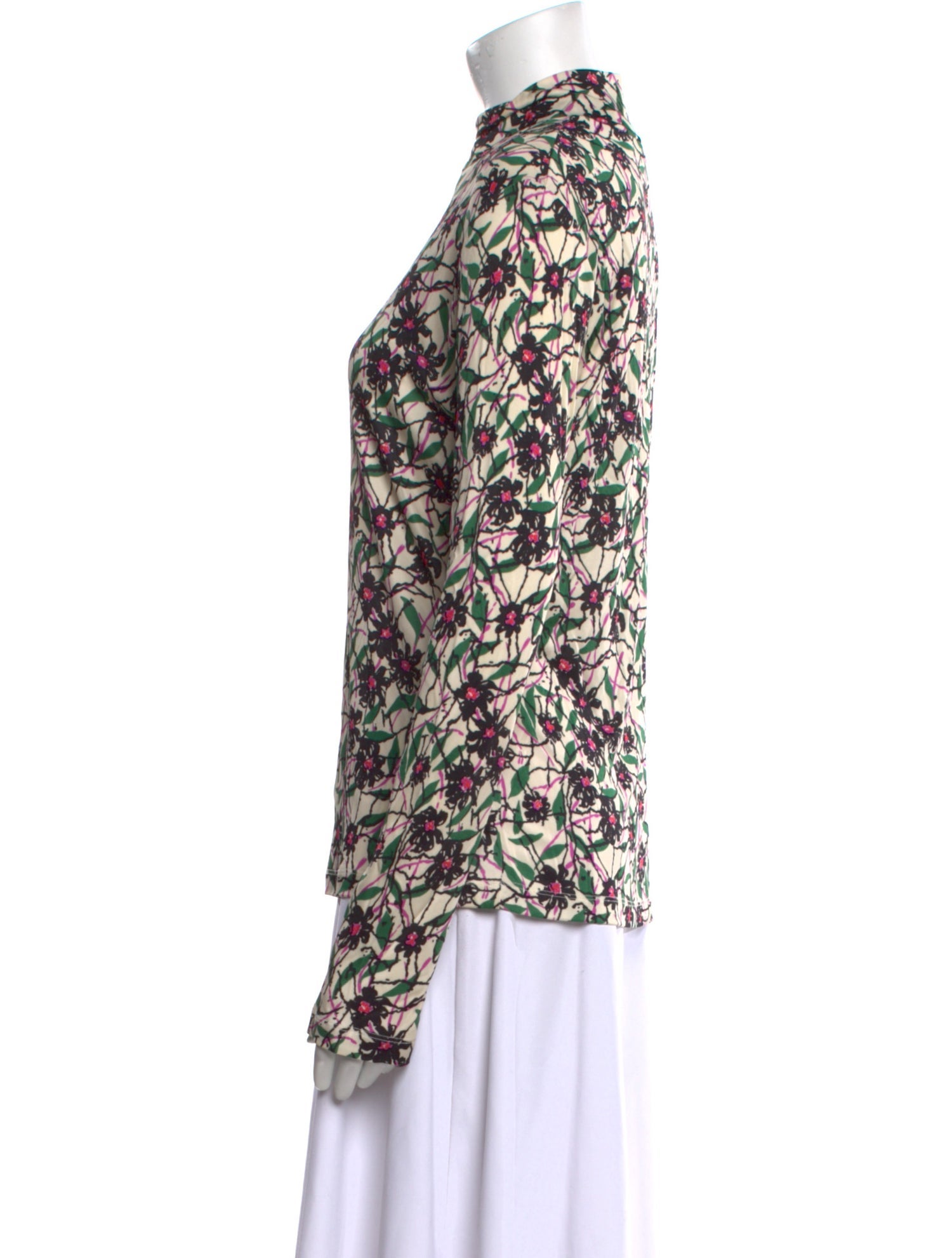 La DoubleJ Floral Print Mock Neck Blouse