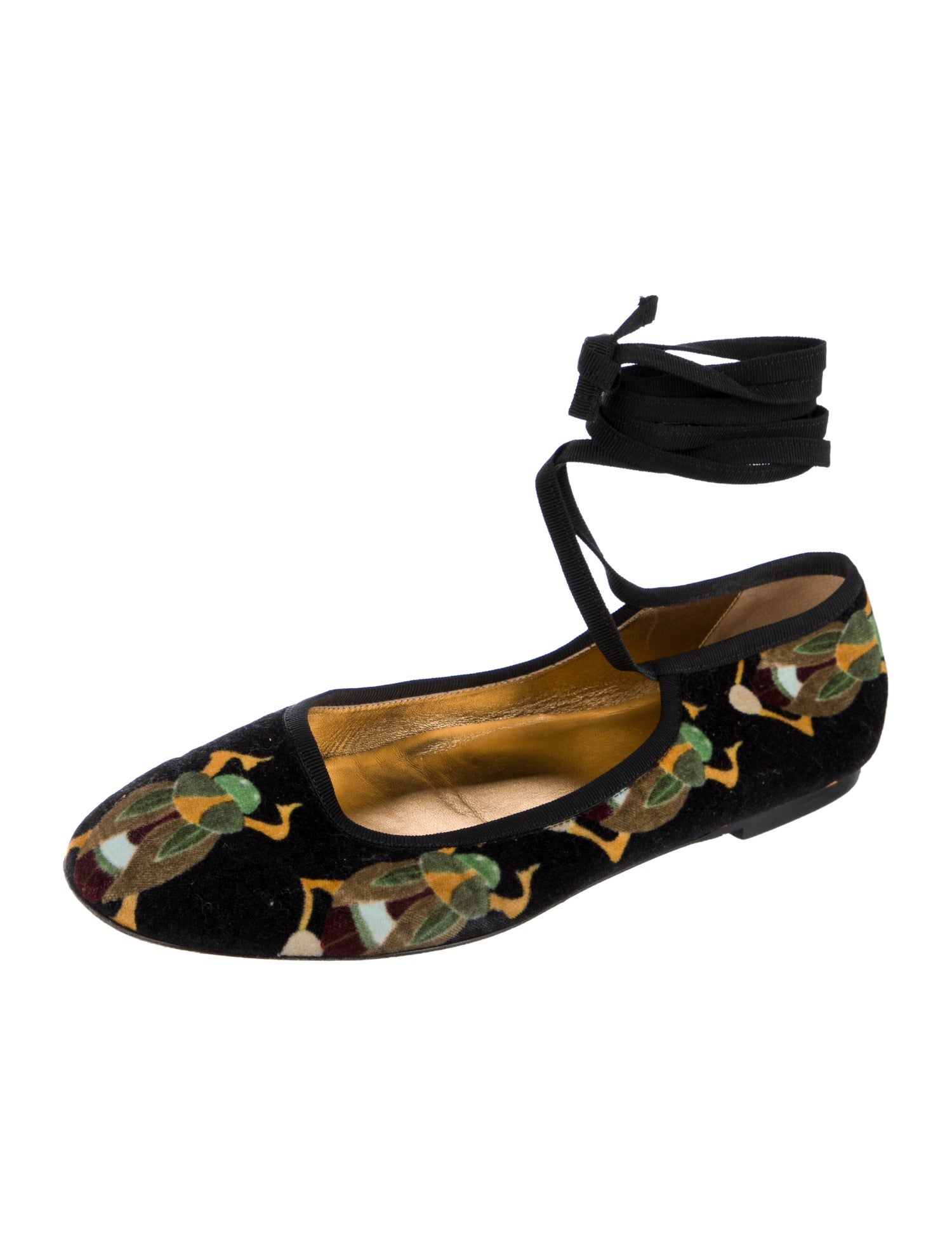 La DoubleJ Velvet Printed Ballet Flats