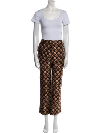 La DoubleJ Printed Feather Trim Pant Set