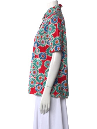 La DoubleJ Printed Short Sleeve Button-Up Top