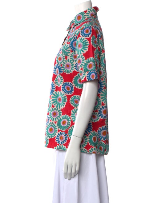 La DoubleJ Printed Short Sleeve Button-Up Top