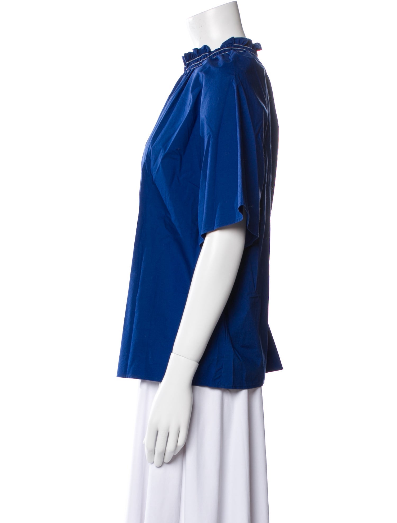 La DoubleJ Mock Neck Short Sleeve Blouse