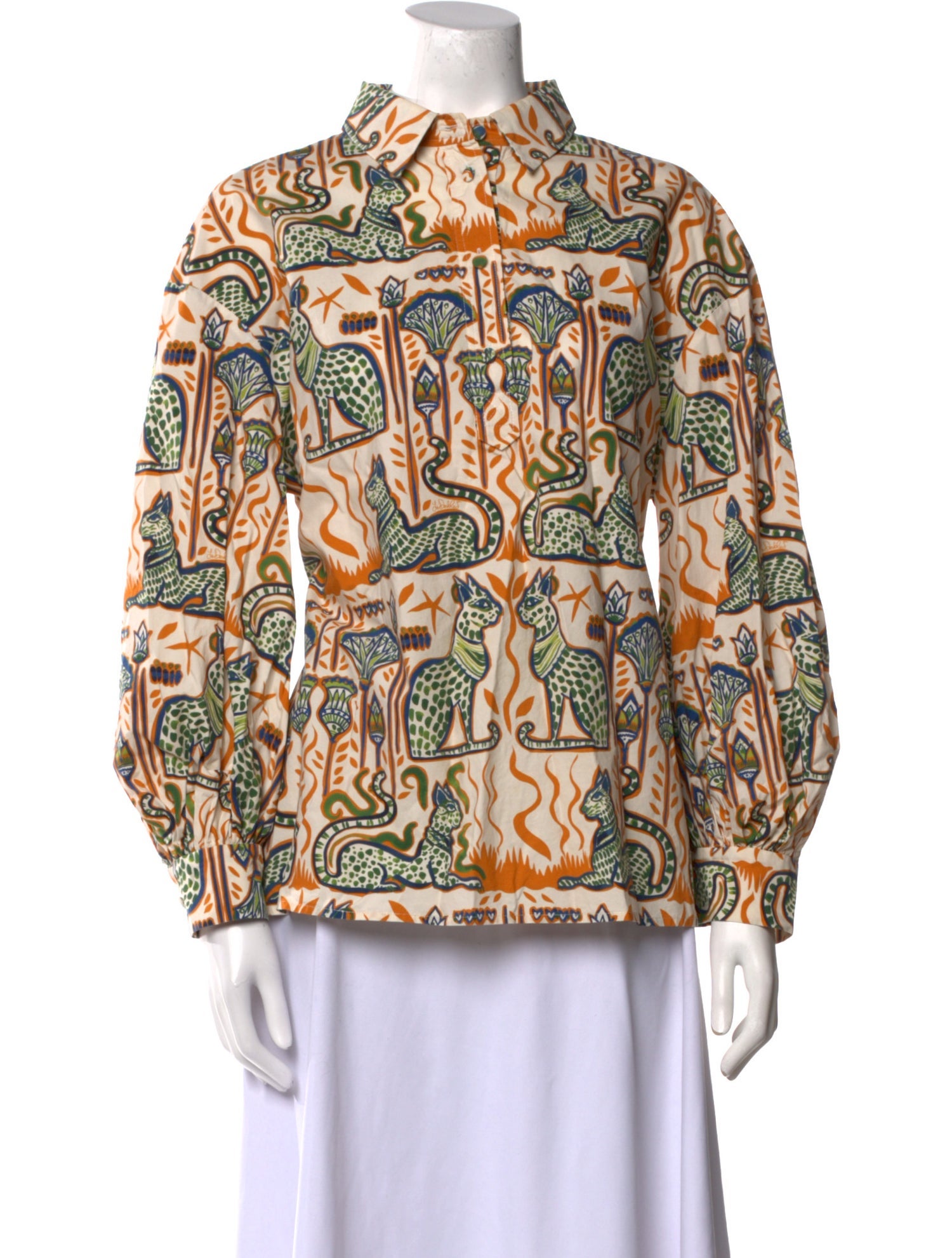 La DoubleJ Printed Mock Neck Blouse
