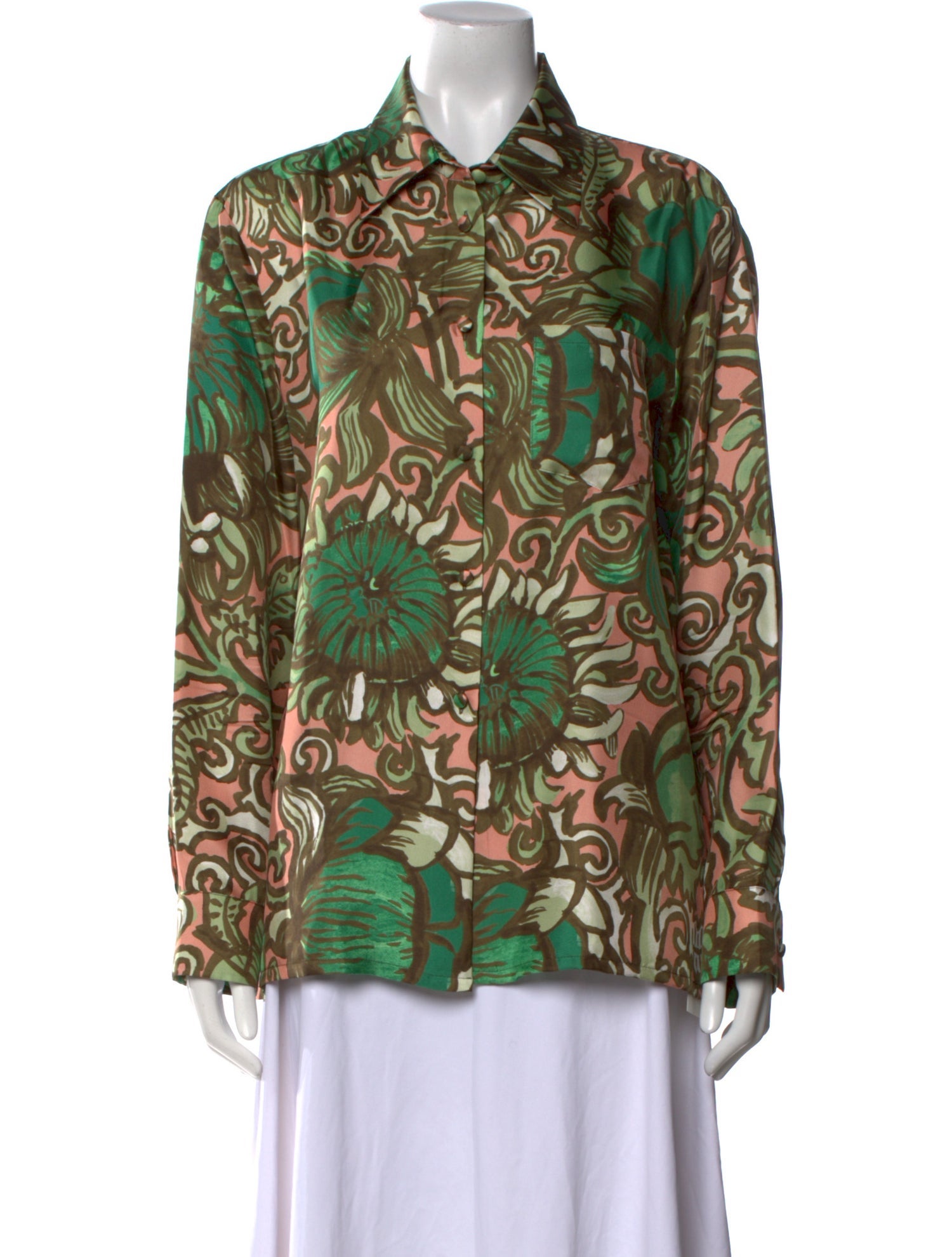 La DoubleJ Silk Printed Button-Up Top