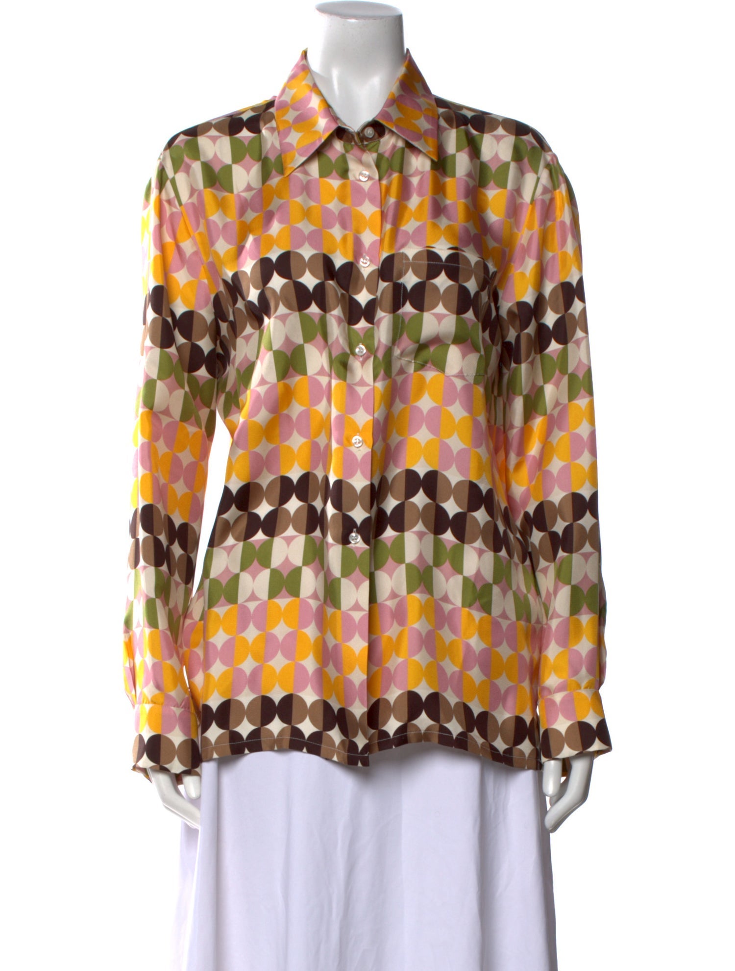 La DoubleJ Silk Printed Button-Up Top