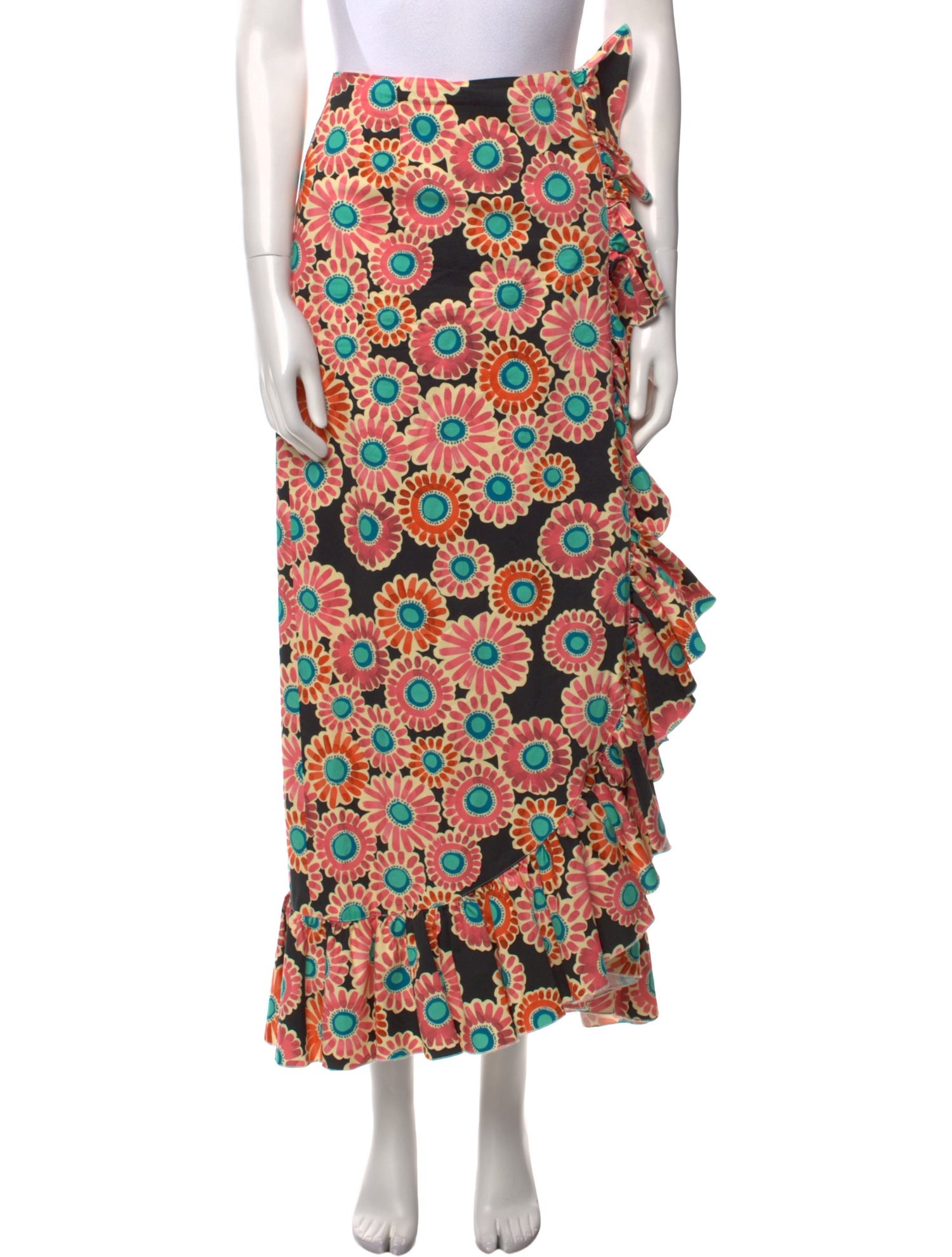 La DoubleJ Floral Print Midi Length Skirt