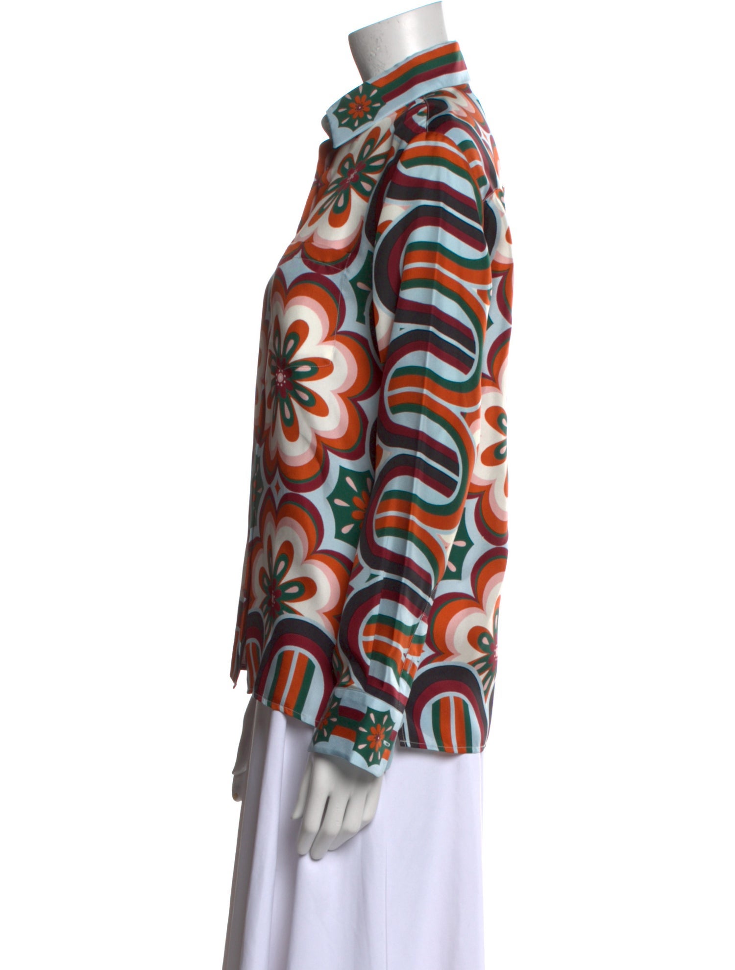 La DoubleJ Silk Printed Button-Up Top