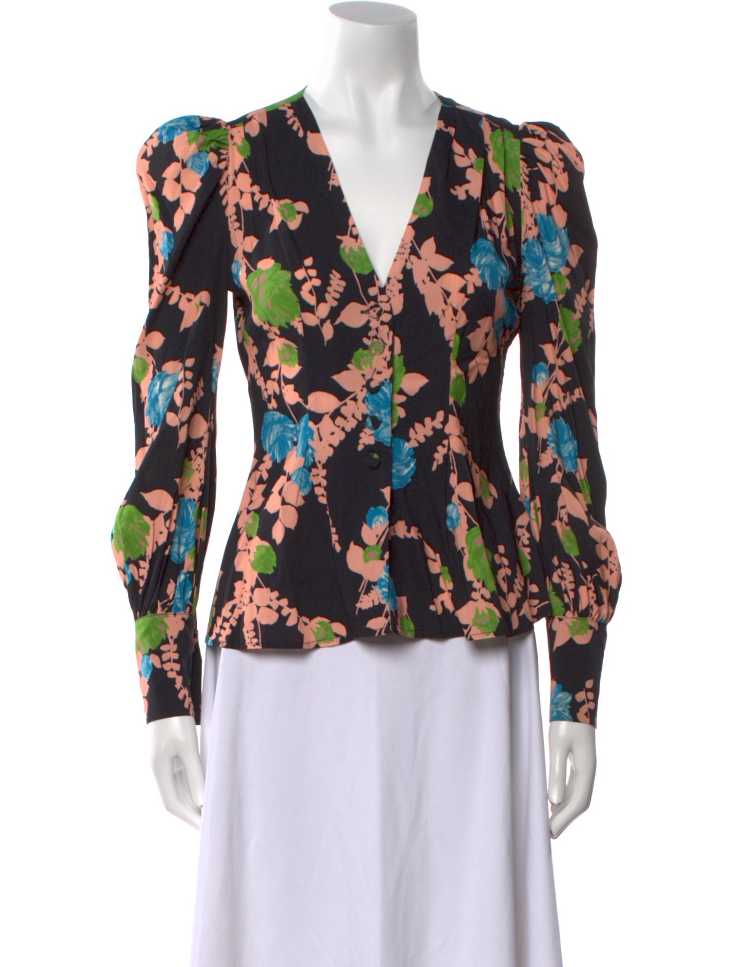 La DoubleJ Floral Print V-Neck Blouse