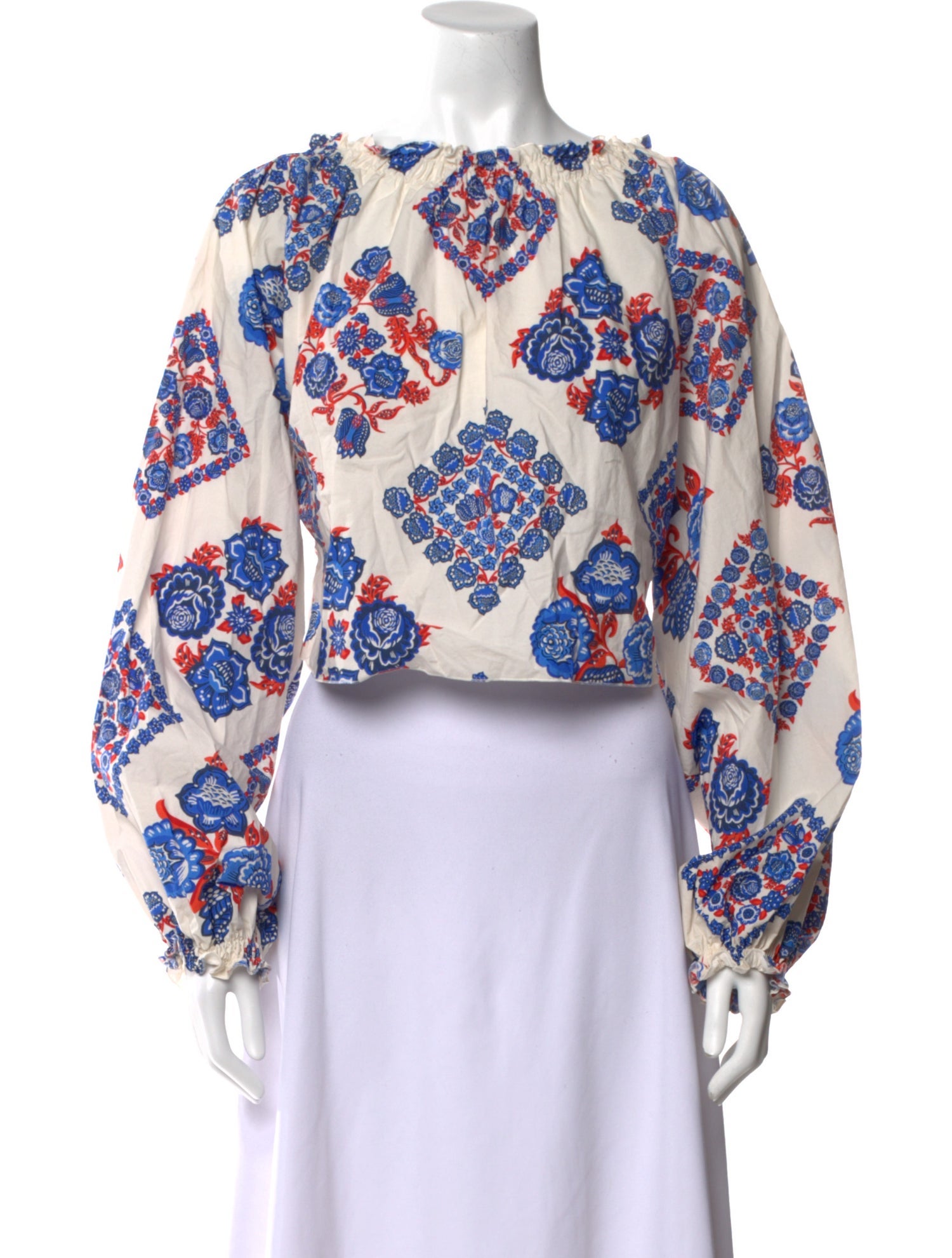 La DoubleJ Paisley Print Bateau Neckline Crop Top
