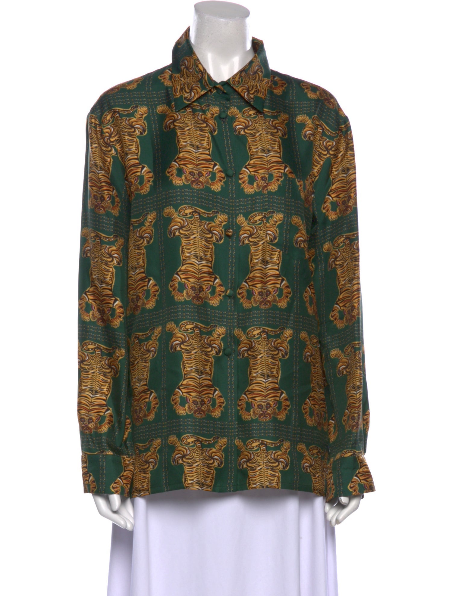 La DoubleJ Silk Printed Button-Up Top