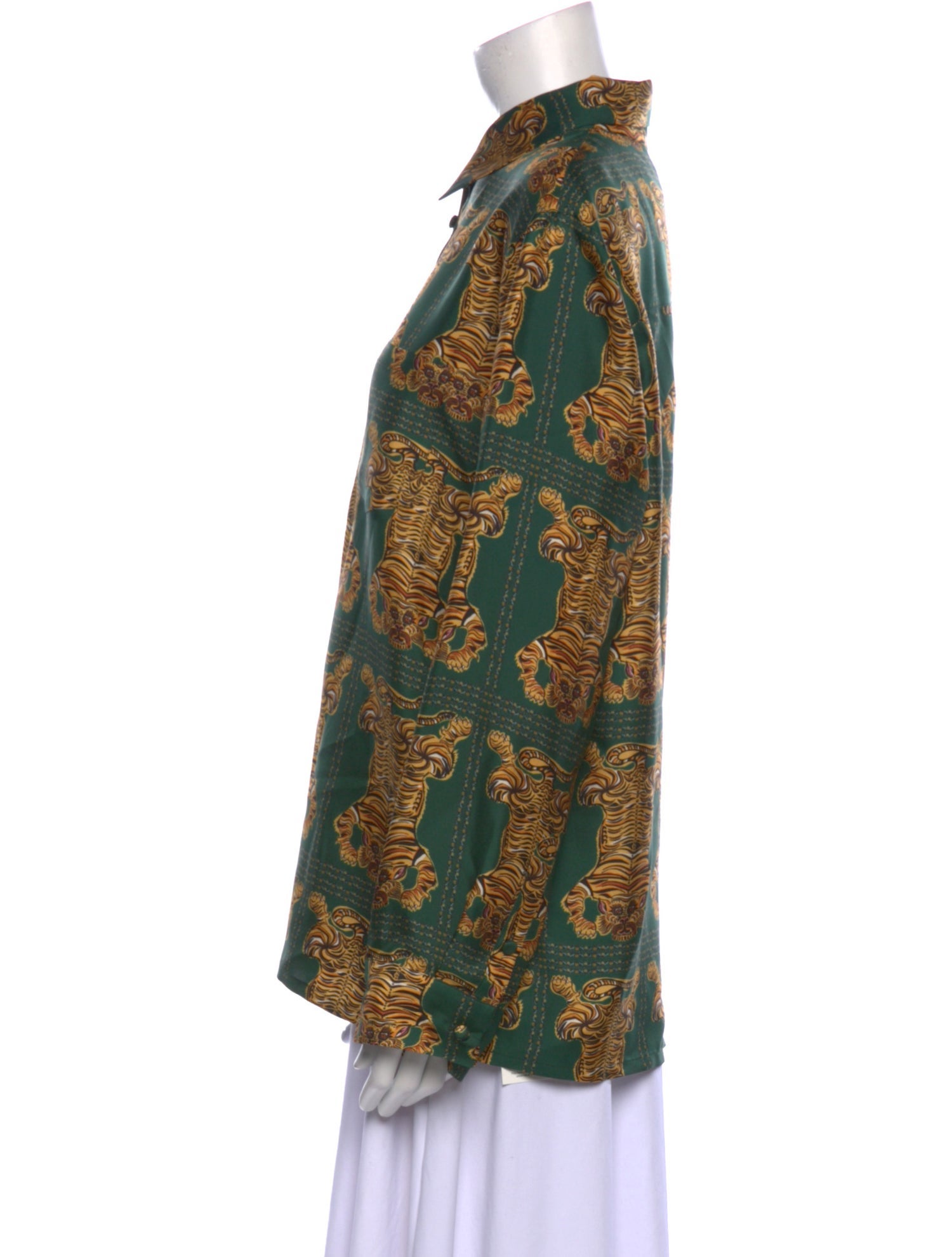 La DoubleJ Silk Printed Button-Up Top