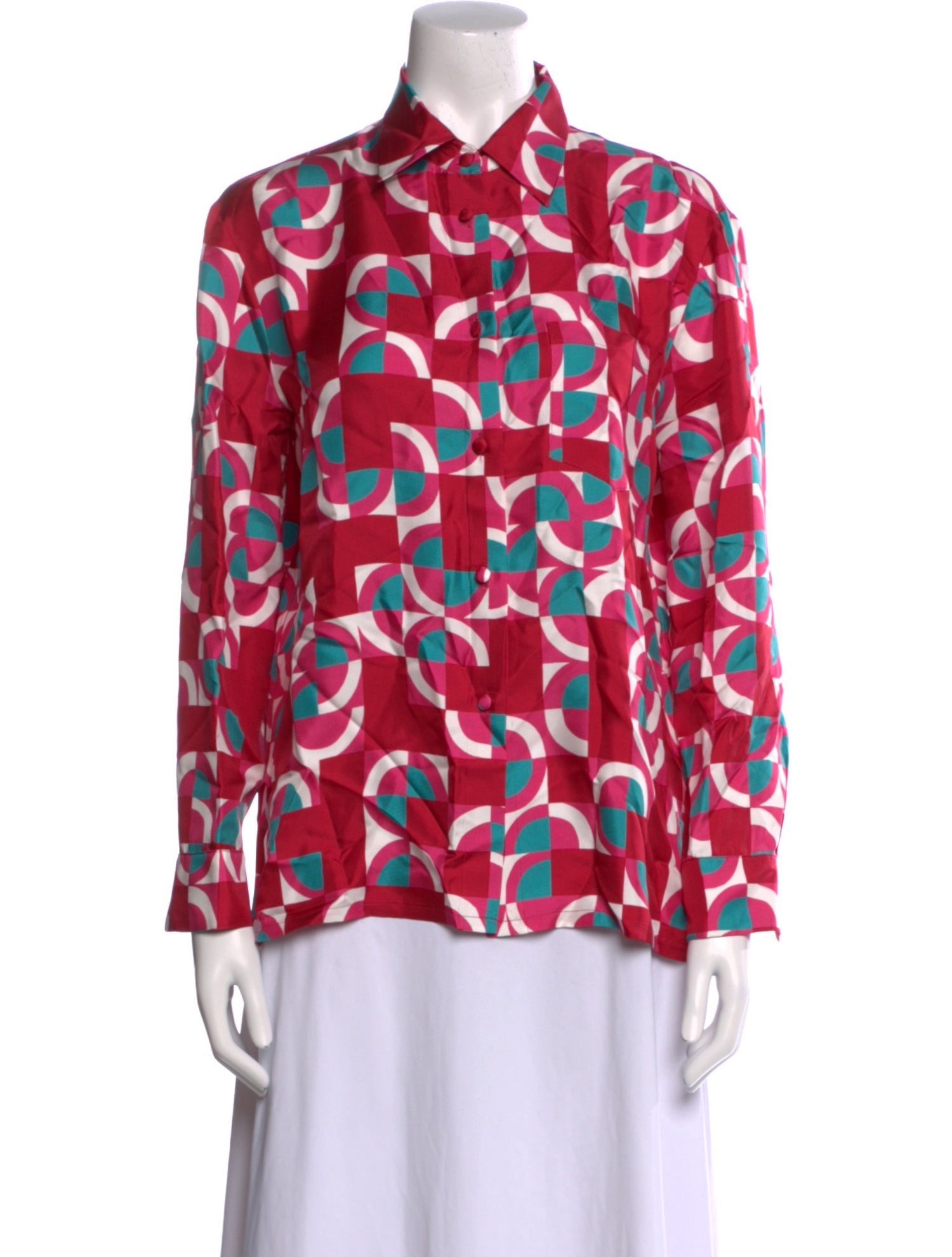 La DoubleJ Silk Printed Button-Up Top