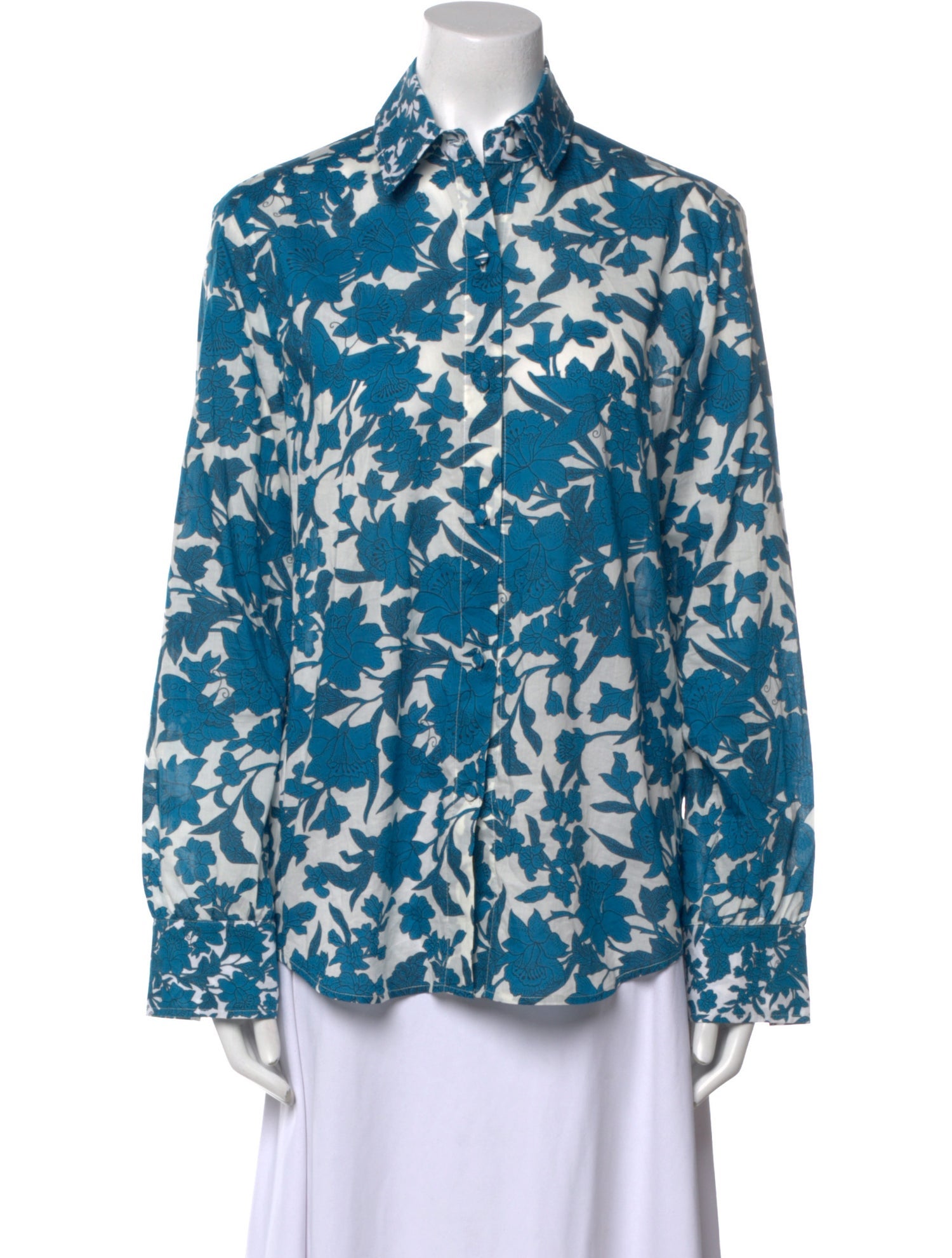 La DoubleJ Floral Print Long Sleeve Button-Up Top