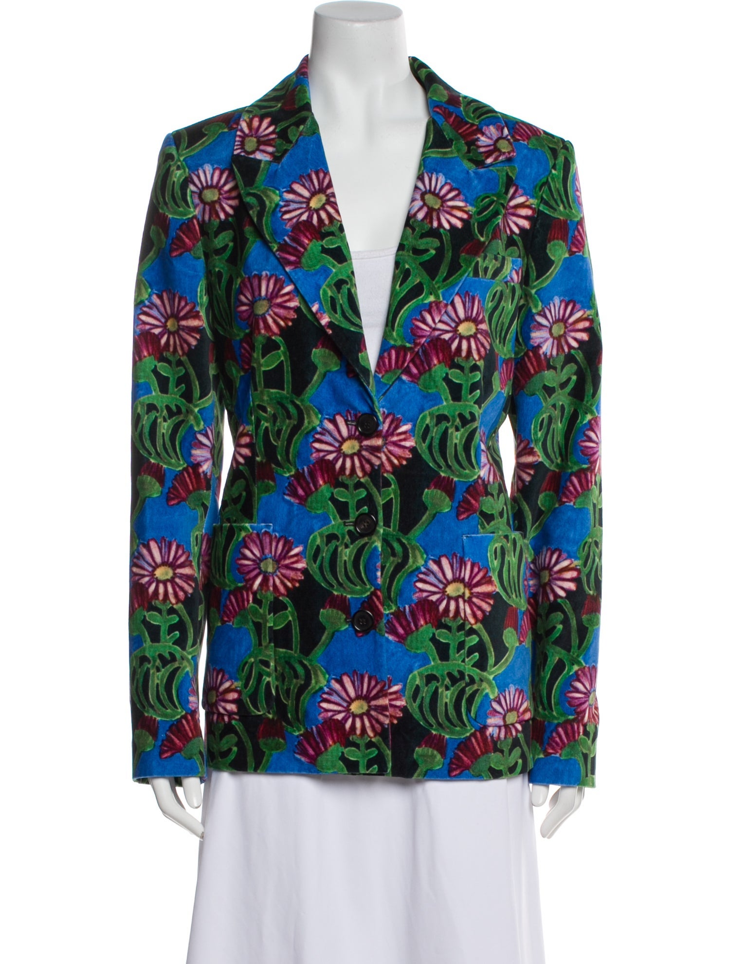 La DoubleJ Velour Floral Print Blazer