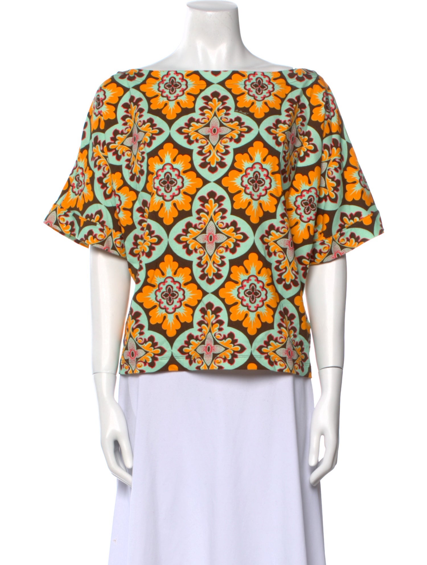 La DoubleJ Printed Bateau Neckline Blouse