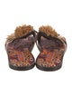 La DoubleJ Leather Pom-Pom Embellishments Slides