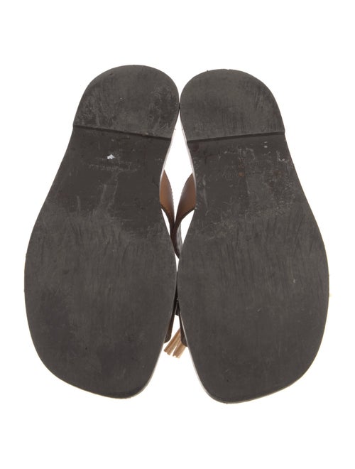 La DoubleJ Leather Pom-Pom Embellishments Slides