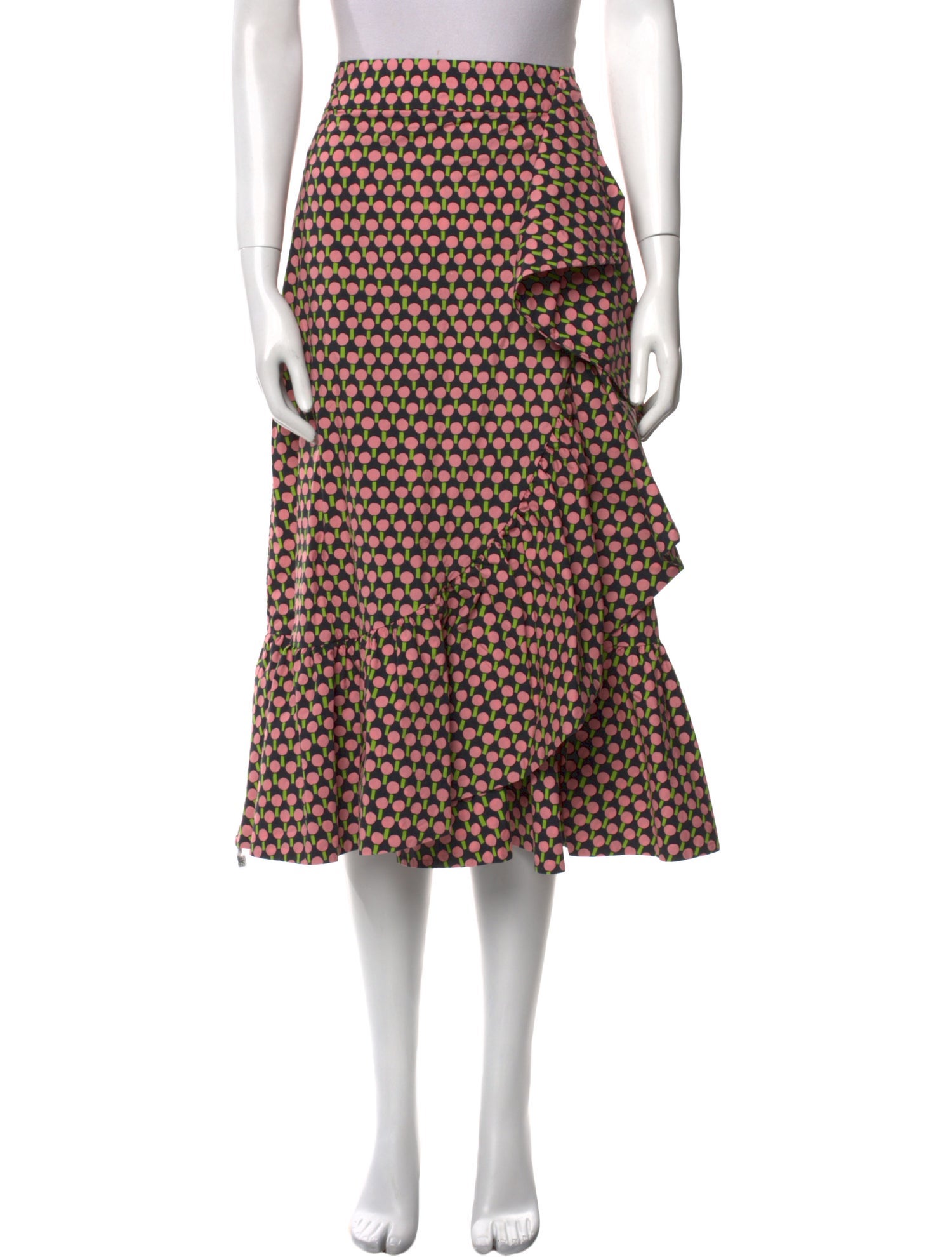 La DoubleJ Polka Dot Print Midi Length Skirt