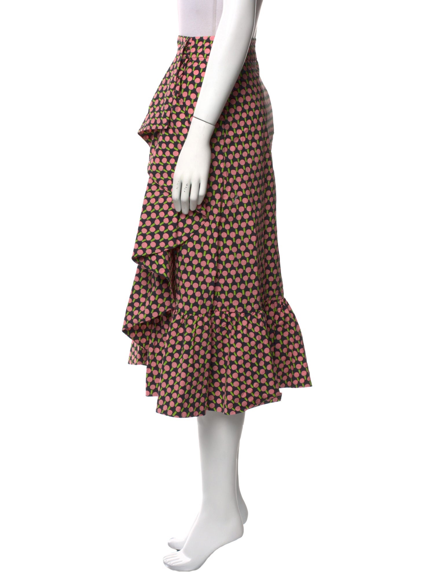 La DoubleJ Polka Dot Print Midi Length Skirt