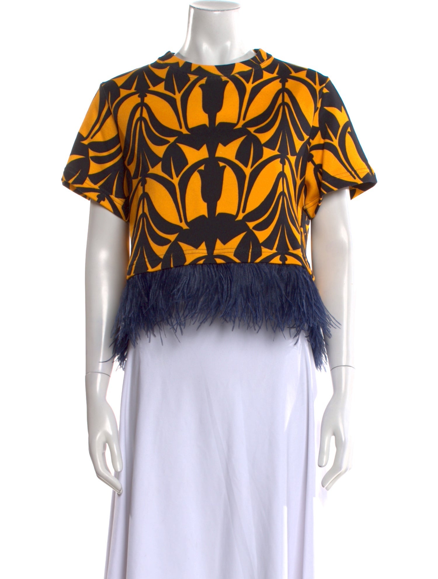 La DoubleJ Printed Mock Neck Crop Top