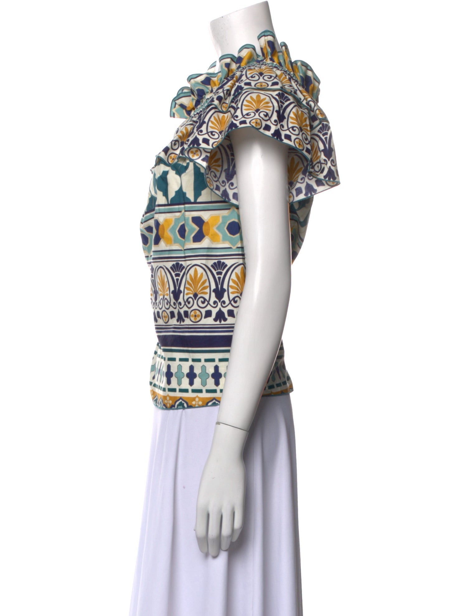 La DoubleJ Printed Mock Neck Blouse